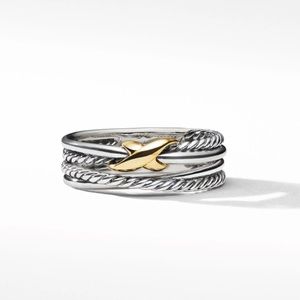 David Yurman X Crossover Band Ring in Sterling Silver with 18K Gold Size 6